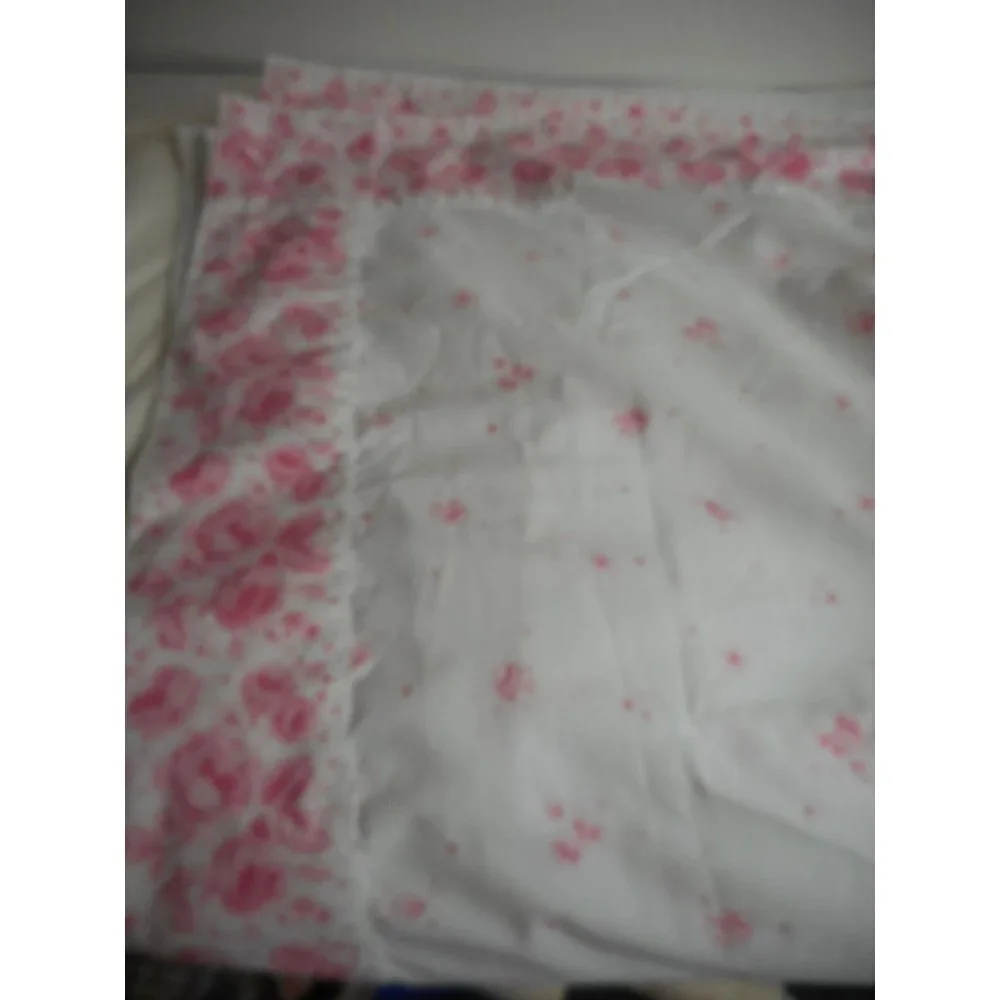 Vintage Cannon Full Flat sheet white pink Rose floral granny core Cottage Chic